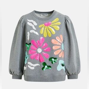 ESSENTIAL ANTWERP Hun Puff Sleeve Organic Cotton Sweatshirt Sequins 0 S